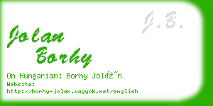 jolan borhy business card